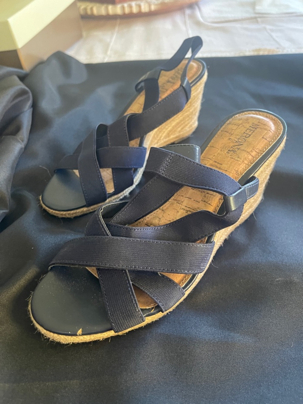 Merona Navy Crisscross Espadrille Wedge Sandals